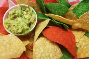 Tortilla Chips with Guacamole Colorful Tortilla Chips with Guacamole
