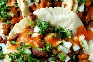 Tacos Homemade Tortillas with Red Salsa